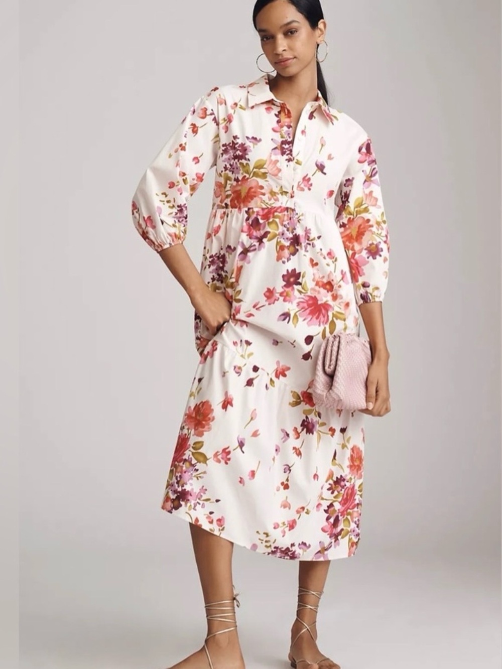 Anthropologie Maeve Bettina Tiered Floral Midi Dress | Size Small | NWOT